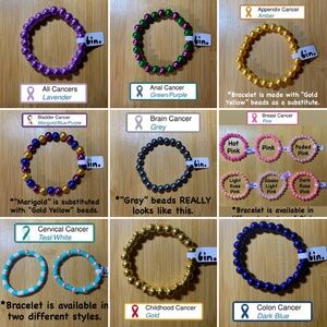 Cancer Awareness Bead Bracelets (6.5in. - 6.75in.)